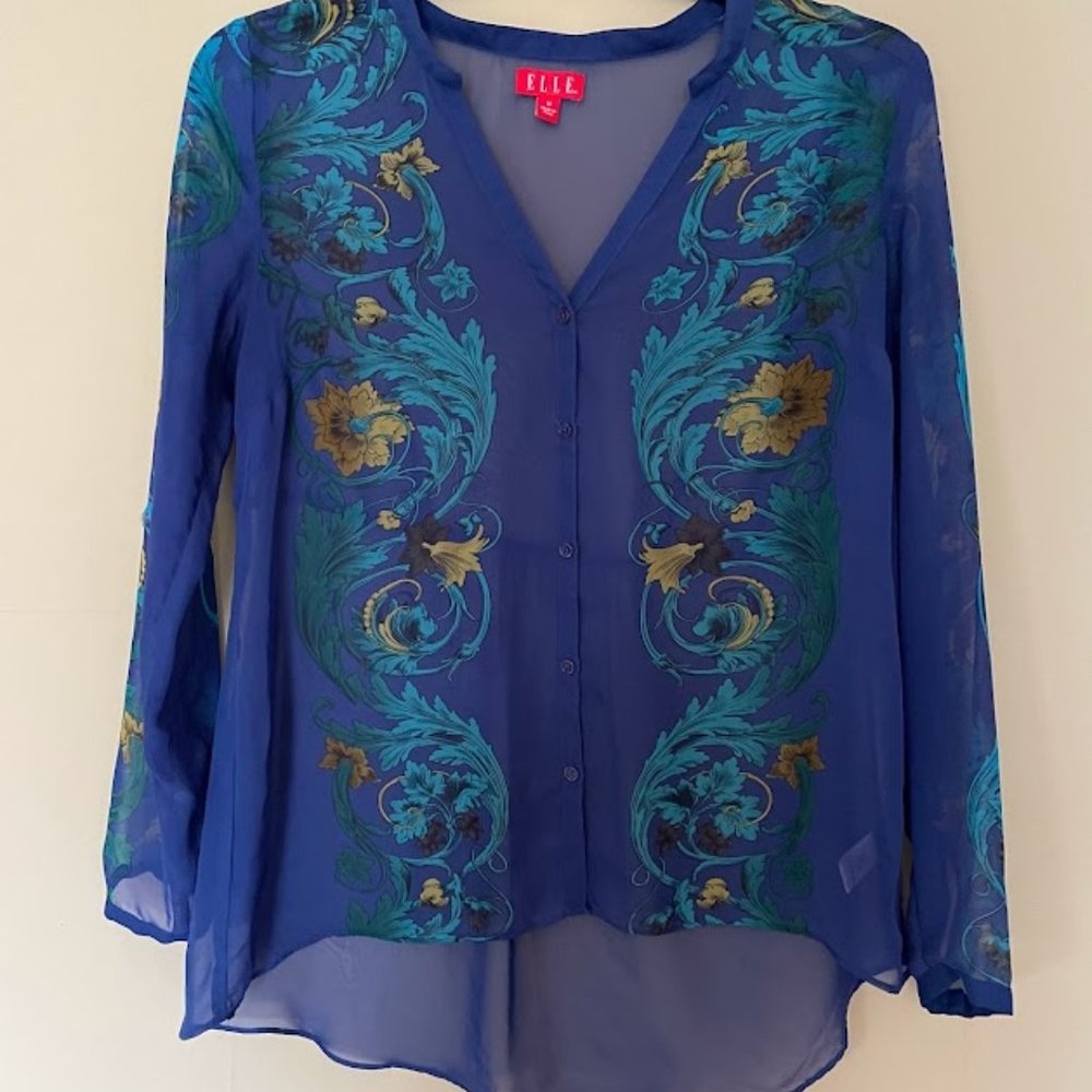 Sheer Blue Top with Pattern